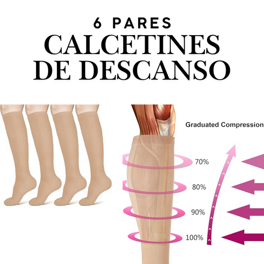 CALÇA DE DESCANSO COMPRESSÃO GRADUAL BEIJE 36/41 6 PARES