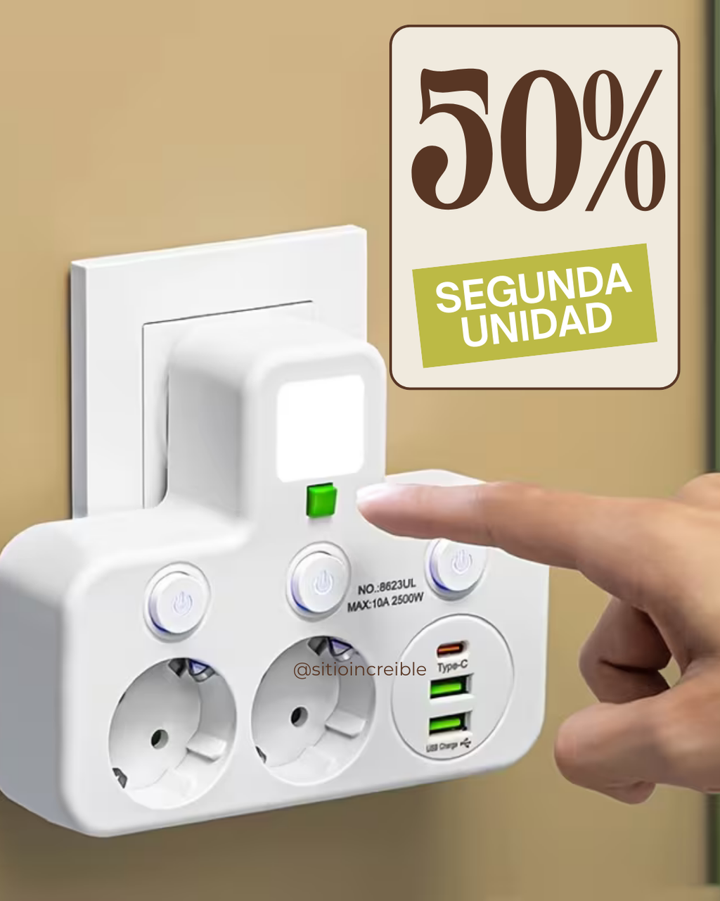 Transforme Uma Tomada em 5 Ligações Corrente + USB + USB-C num Só Adaptador