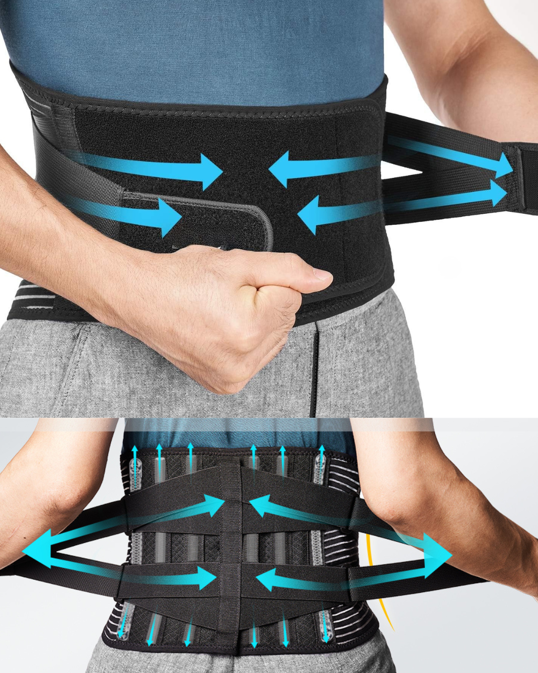 Faja Lumbar de Soporte  con 6 Refuerzos, Doble Ajuste y Tejido Transpirable